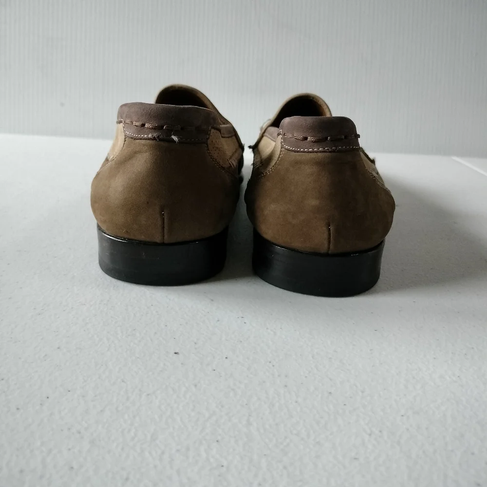 Mezlan Mens Tan Brown Leather Suede Moccasin Loafers 9 Office Comfort Preppy